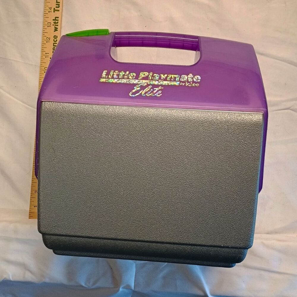 Vintage 90s Igloo Little Playmate Elite Cooler Purple Green Silver 7 Qt Retro